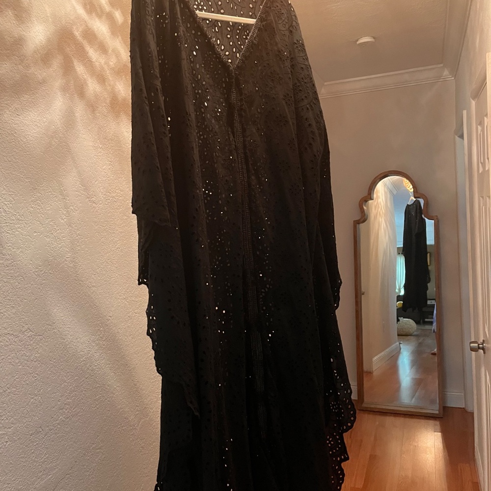 Black Cotton Caftan/kaftan summer essential - Picture 3 of 5